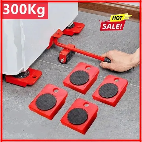 Juego de Herramientas para Mover Muebles, Rodillos de Transporte, Barra con Ruedas para Levantar y Mover Objetos Pesados, Herramienta Manual