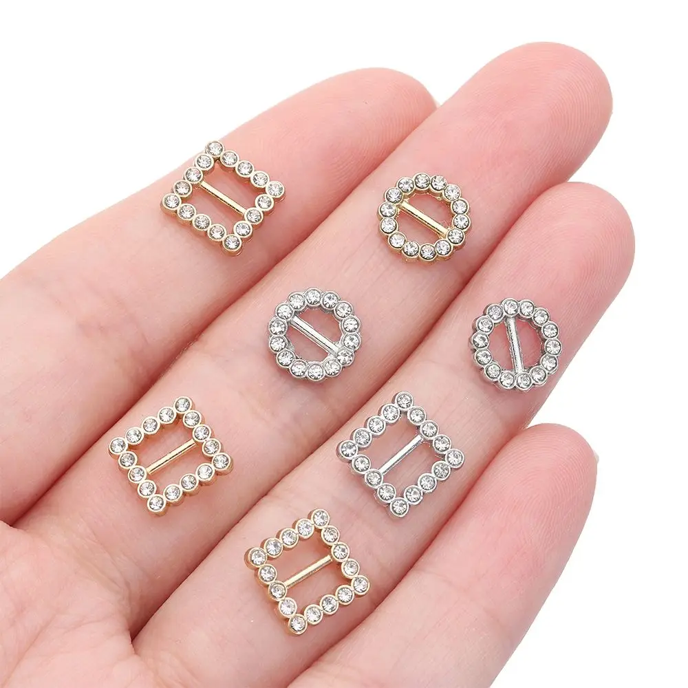 High quality 4 colors Stuffed Toys Tri-glide Diamond Buckle Diy Dolls Buckles Round/Square Belt Buttons Doll Bags Accessories