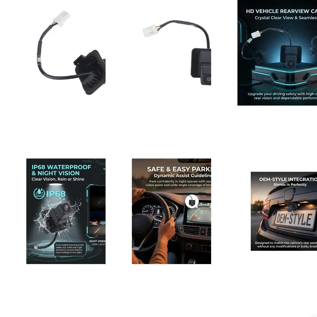 GV9D67RC0 Rear Camera Unit for Select Vehicles, Vehicle Backup Camera with Wiring NTSC 720 x 480, Part References X37F