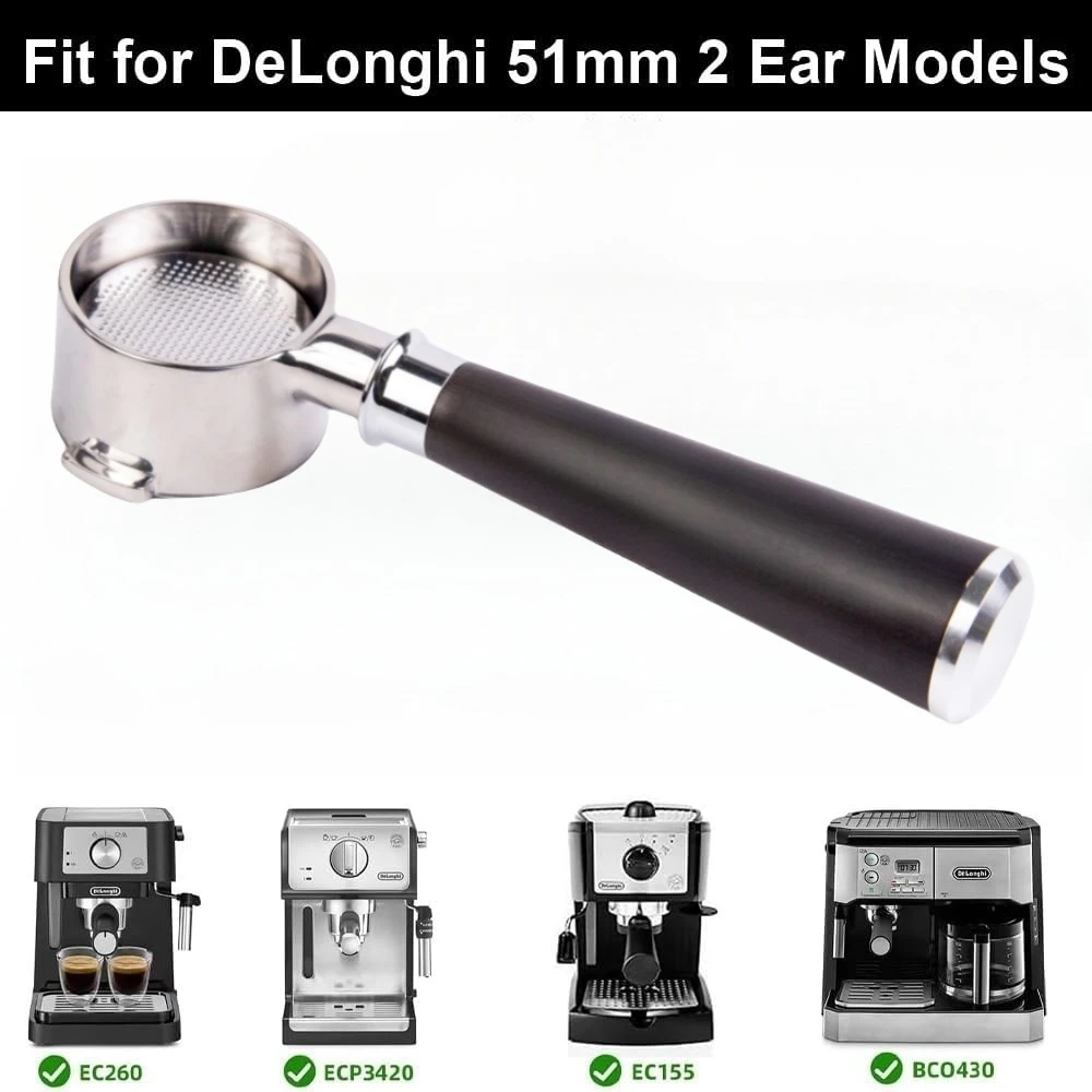 

51MM Bottomless Portafilter Two Ears For Delonghi ECP35.31 ECP3420 With 2-Cups Filter Basket Coffee Accessories Espresso Machine