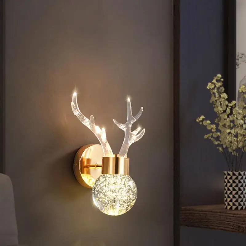 Bedroom Wall Lamp Christmas decoration Led Lamp Modern Living Room Wall Light Lighting Nordic Crystal Baby Room Decor  Sconce