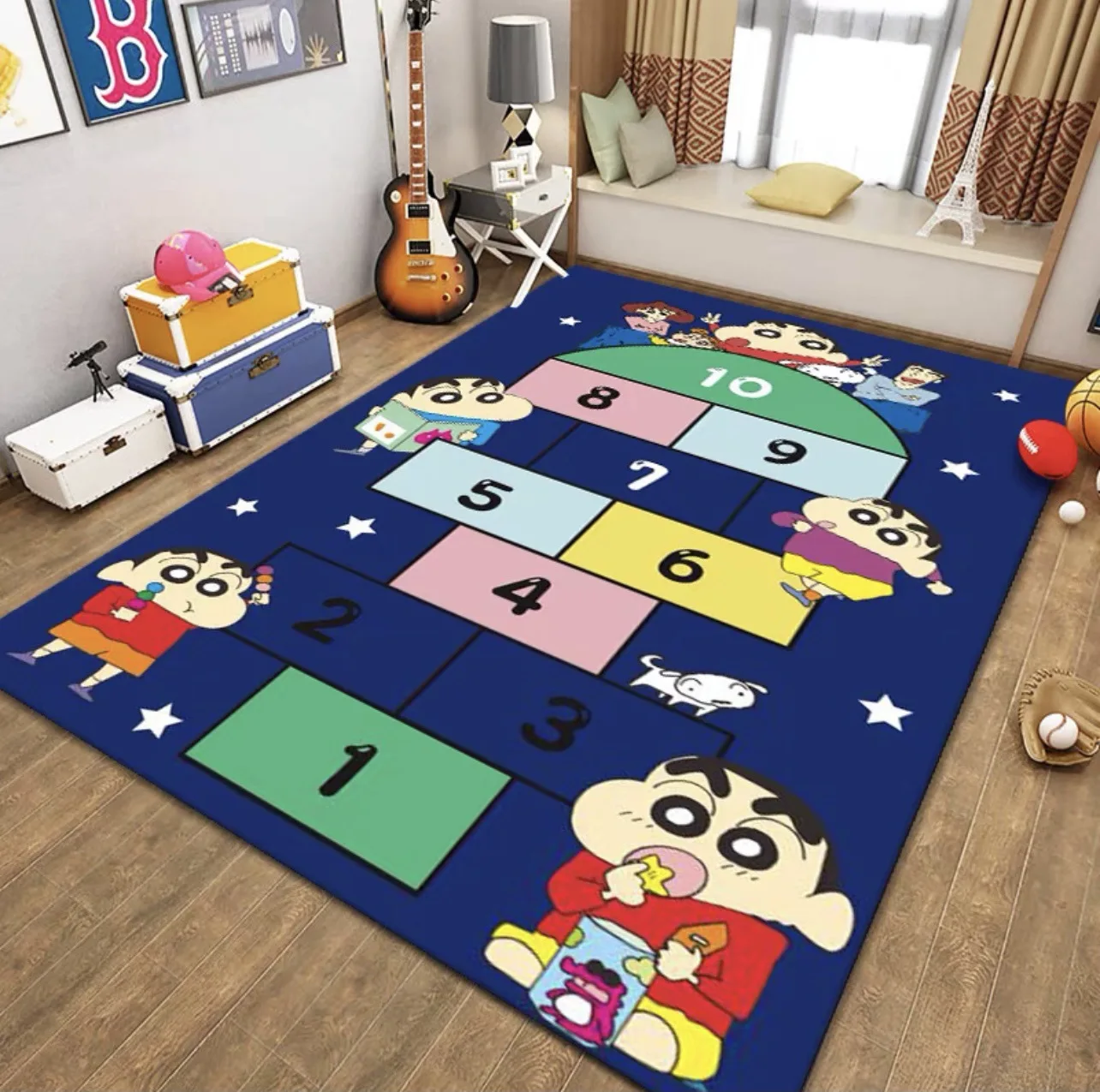 VIKAMA cartoon carpet thickened home children\'s room traffic parking lot Hopscotch study table chair kindergarten play mat