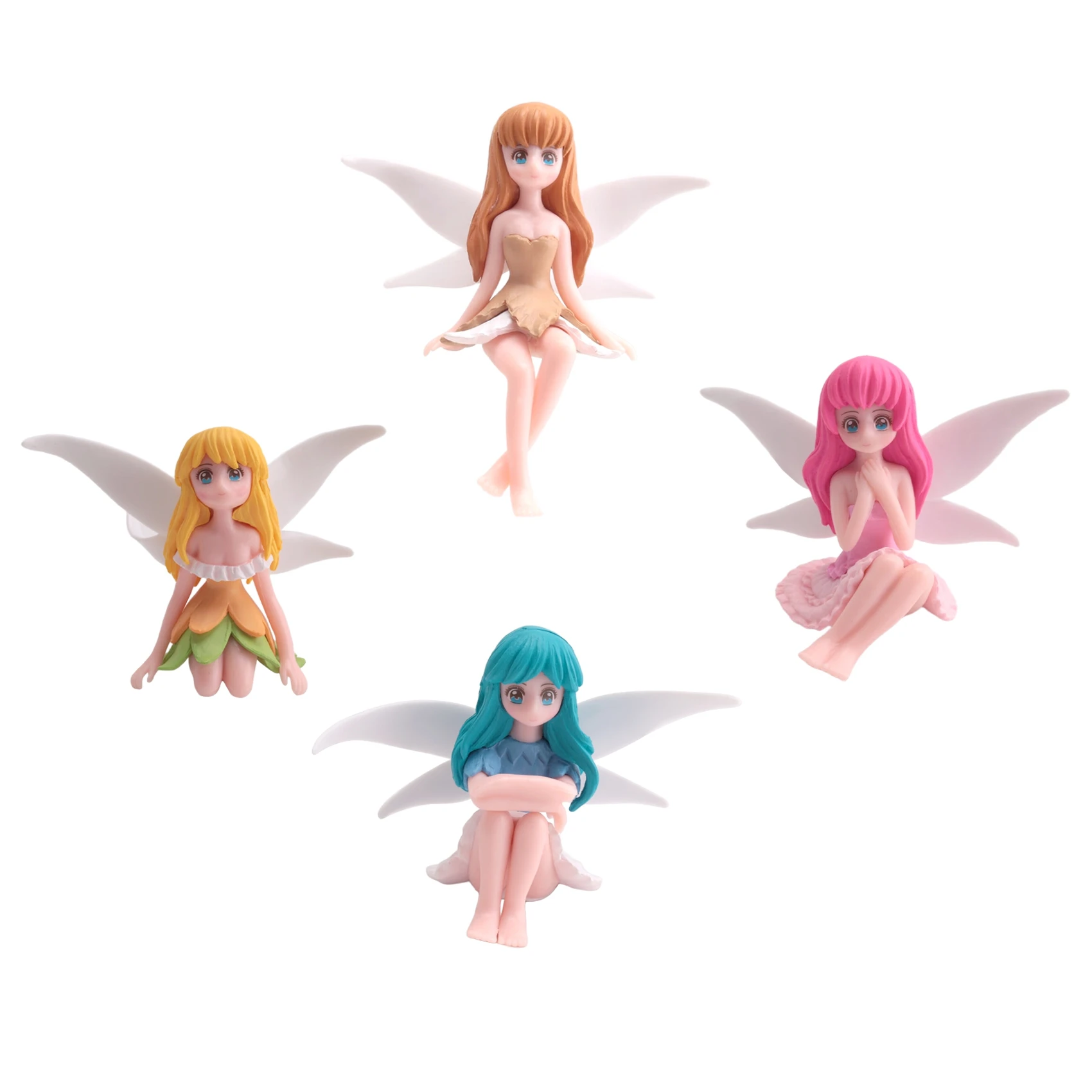 ✼Miniature Fairy Figurines - 4Pcs Small Flower Fairies Ornaments Resin Mini Fairy Figurines Tiny for Fairy Garden Decor