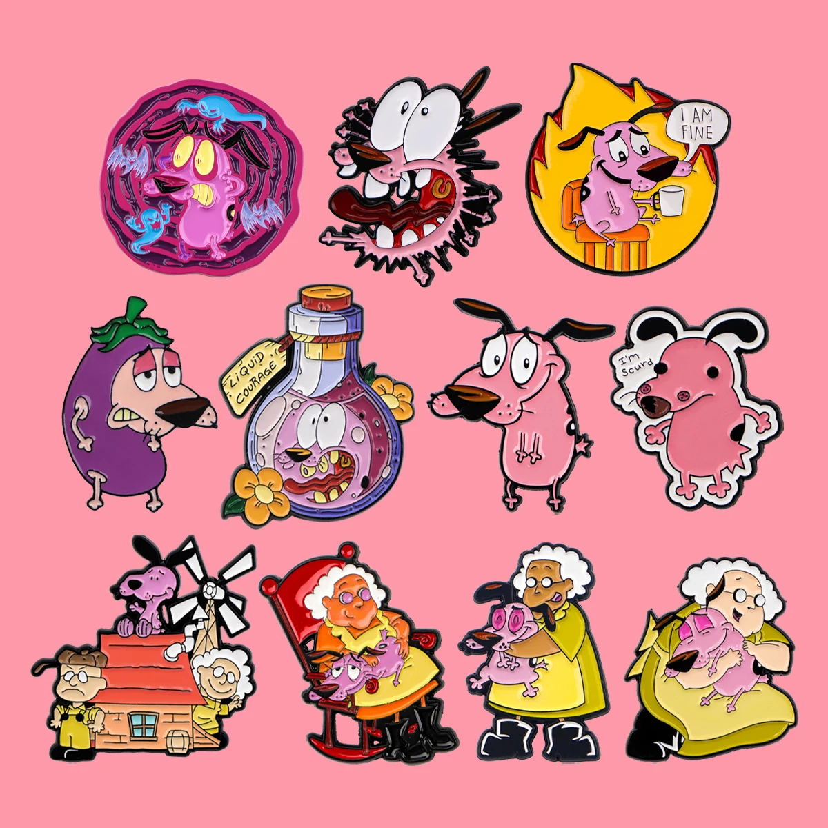 Lustige Cartoon Hund Pins klassische Anime Abzeichen Broschen für Kleidung Emaille Pin Frauen Abzeichen Schmuck Zubehör Geschenke für Kinder