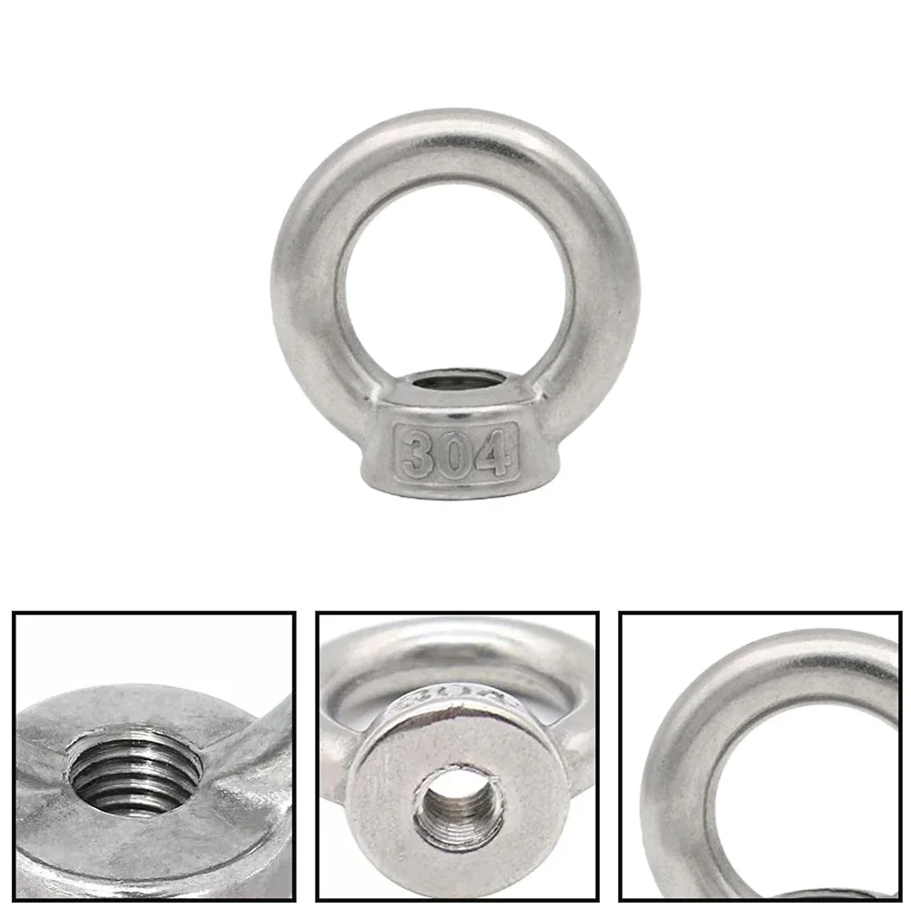 20pcs Lifting Eye Nut M6 Ring Eye Nuts 304 Stainless Steel Female Threaded Nut Engineering Hoisting Machinery Metallurgical