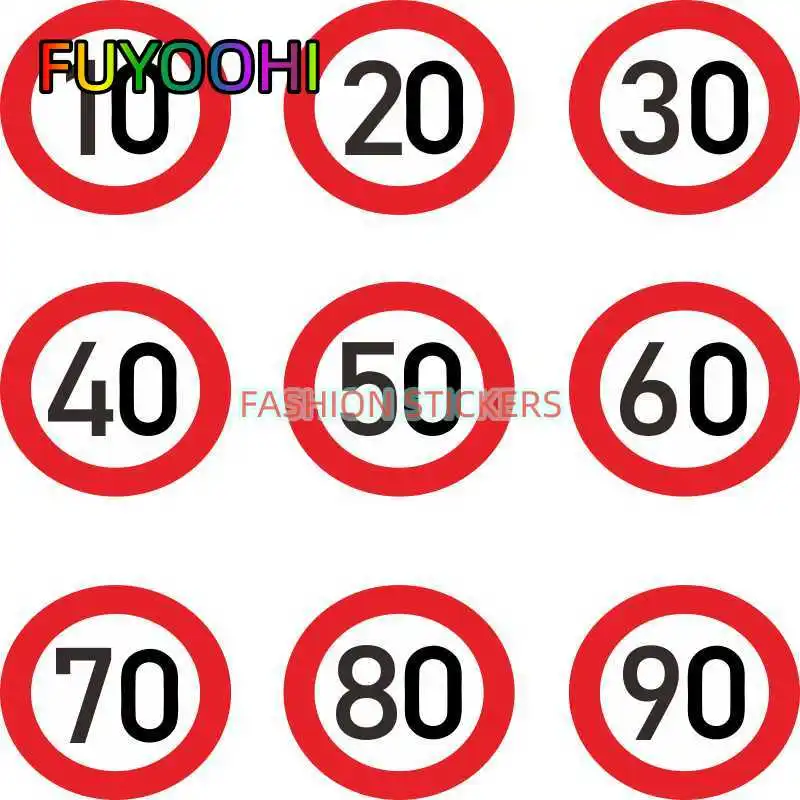 FUYOOHI Boutique Decals Exterior Accessories Creativity Fashion Speed Limit Sticker 10 20 30 40 50 60 70 80 90 Km/h Decal