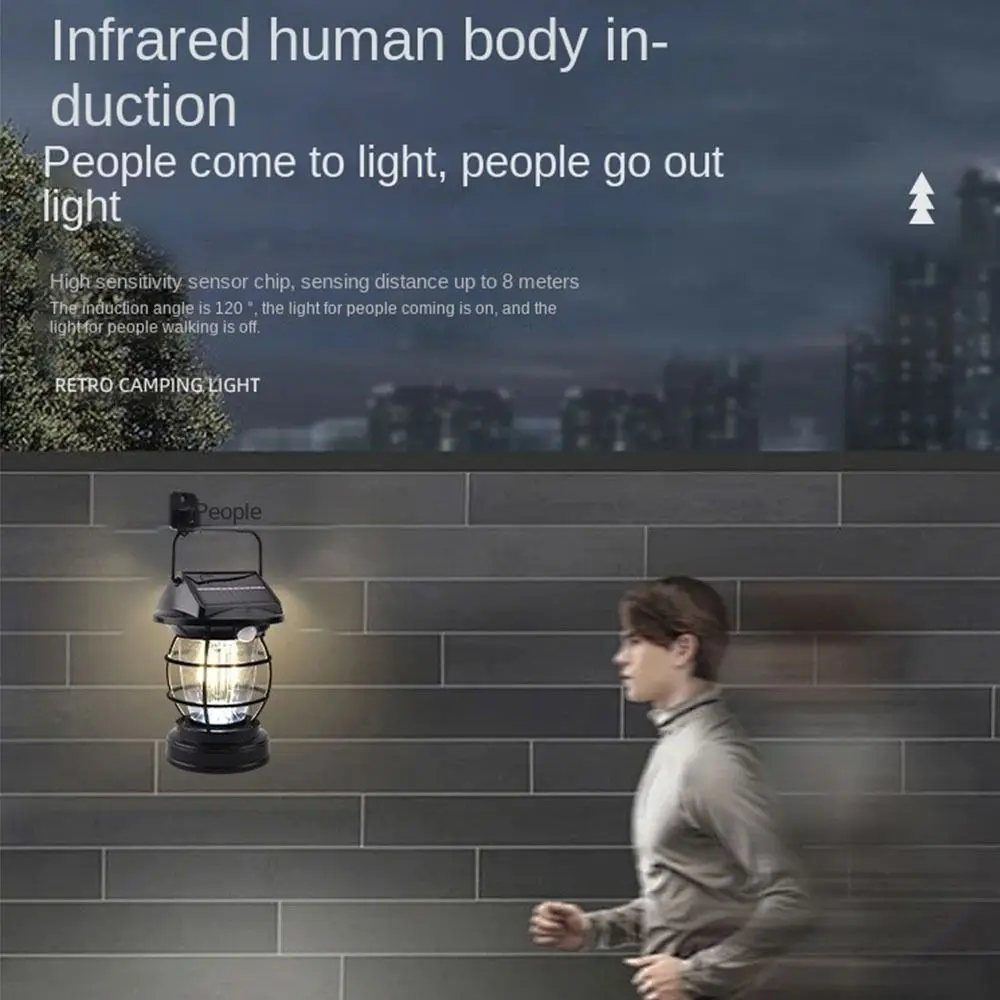 with Handle Solar Camping Lantern High Brightness Motion Sensor Camping Light Waterproof Type-C Rechargeable Solar Horse Light