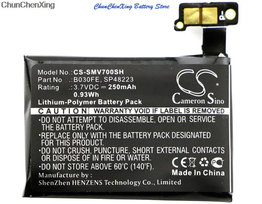 Cameron Sino 250mAh Battery B030FE, GH43-03992A, SP48223 for Samsung Gear 1, SM-V700