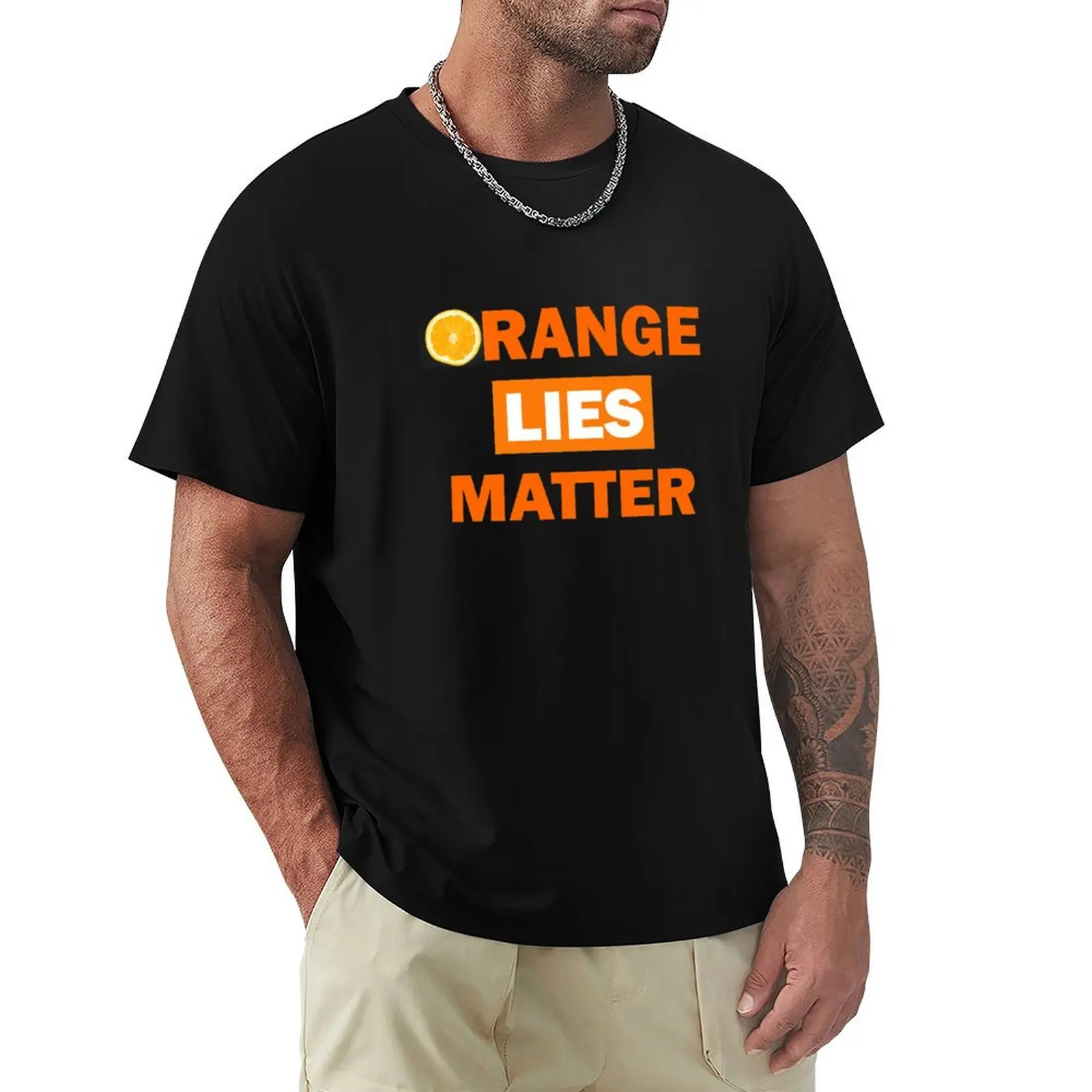 

Orange Lies Matter T-Shirt vintage graphic tee Short sleeve tee summer 2025 Funny t-shirt plus size men clothing