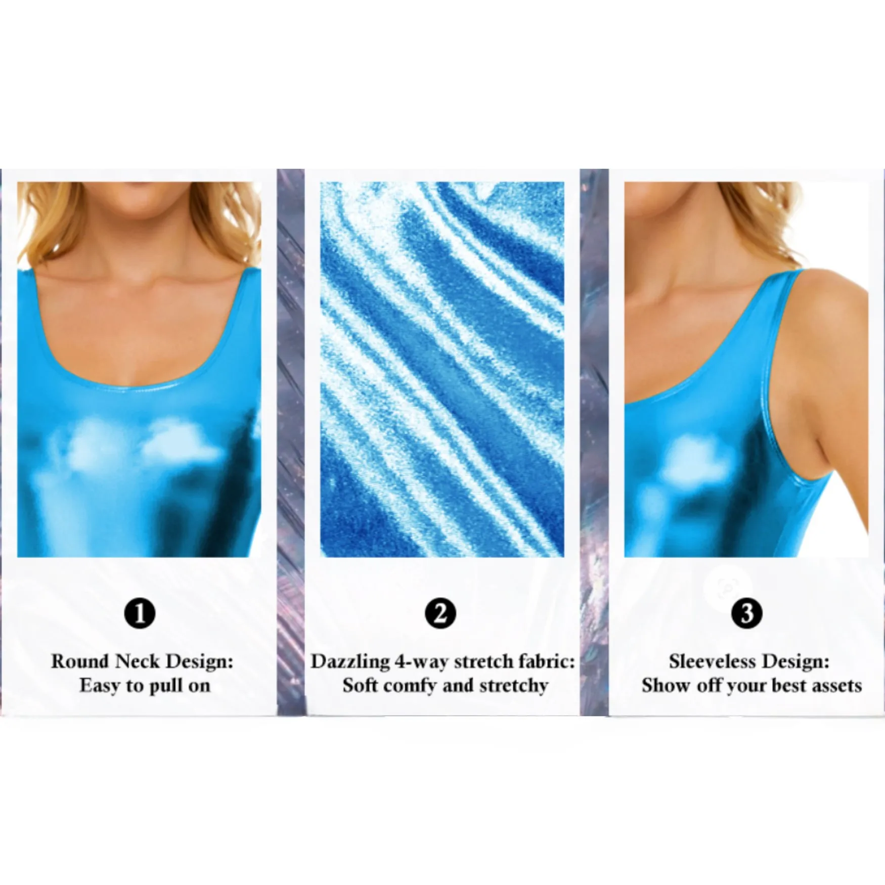 SPEERISE النساء لامعة معدنية Unitard أكمام وهمية الرقبة الباليه حللا كامل الجسم قطعة واحدة ملابس رقص الرجال Zentai ازياء