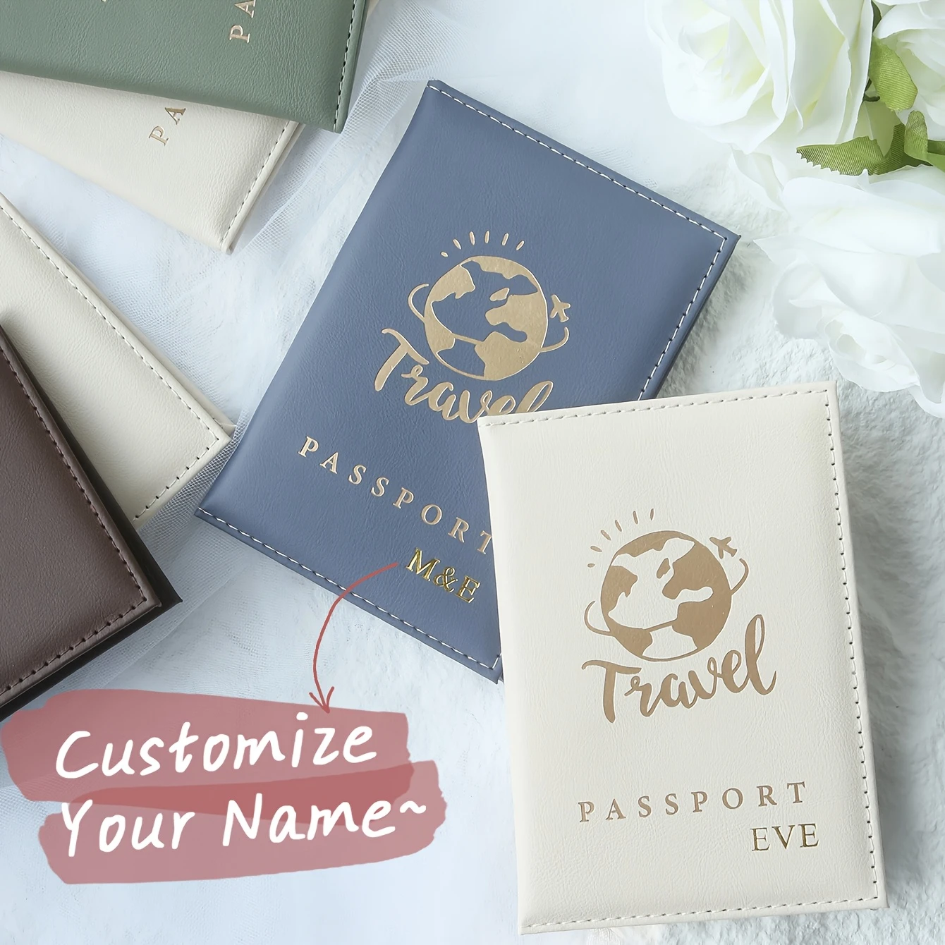

2pcs Personalized Mr & Mrs Couple Passport Holders with custom names, initials or dates;perfect wedding gifts for couples