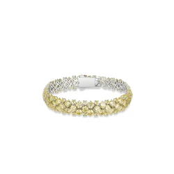 Bellux 925 Sterling Silver Synthetic Zirconia Yellow Full Diamond Luxury Round Gemstone Bracelet Sparkling Flashing Jewelry
