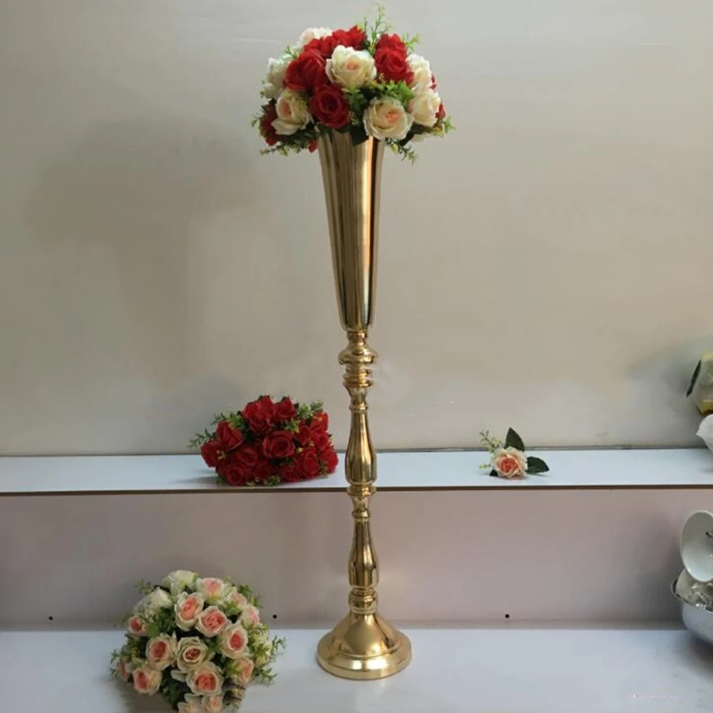 100 CM Height Gold Metal Flower Vase Candle Holder Wedding Centerpieces Event Road Lead Party Home Decoration 10 PCS/ Lot