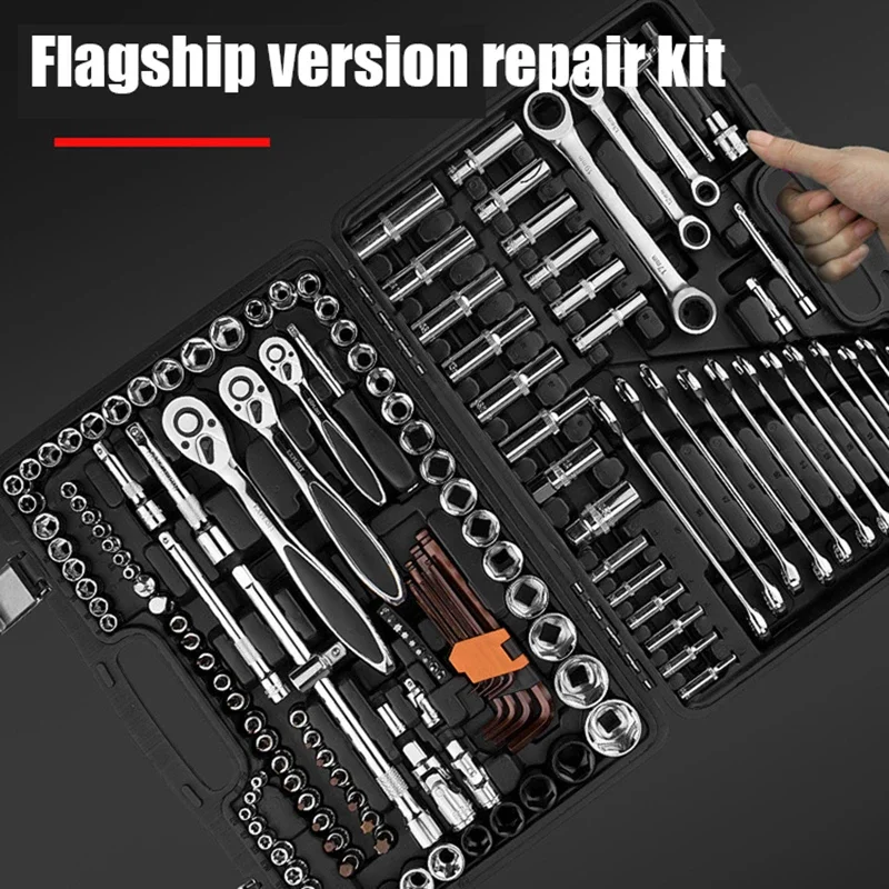 121Pcs Work Tools Box Spanner Automotive For Motorcycles Tools Set Waterproof Tool Protective Case Torque Wrench Hand Toolbox