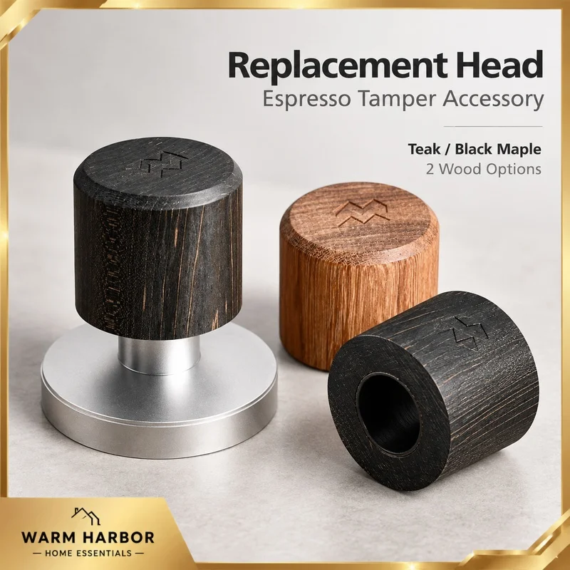 Weber Workshops Espresso Tamper Replacement Head Teak Black Maple Wood Handle Barista Coffee Tamping Tool Accessory Spare Part
