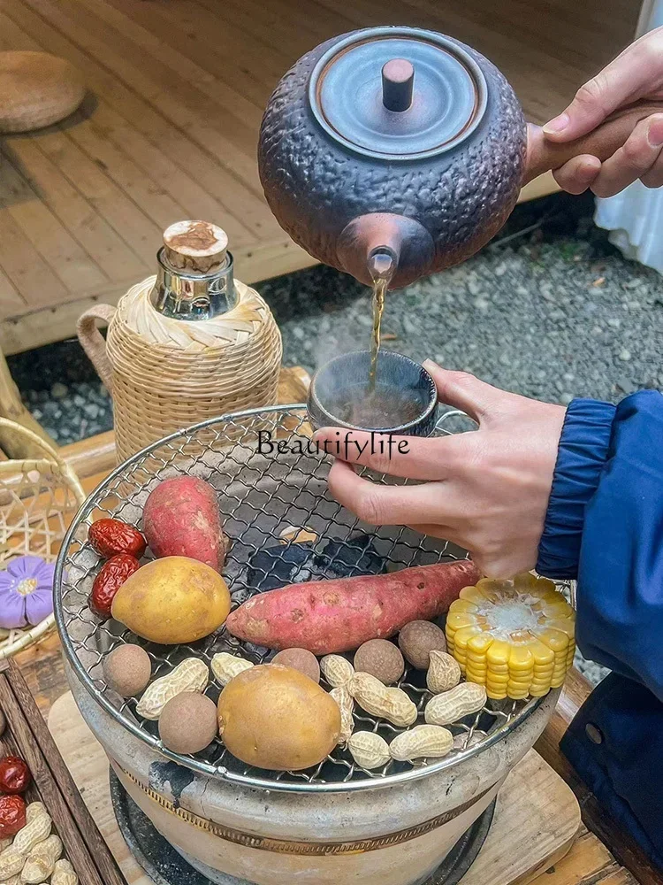 

54Chinese Style Garden Bamboo Table and Chair Outdoor Retro Leisure Ancient Zen Table and Chair Bamboo Woven
