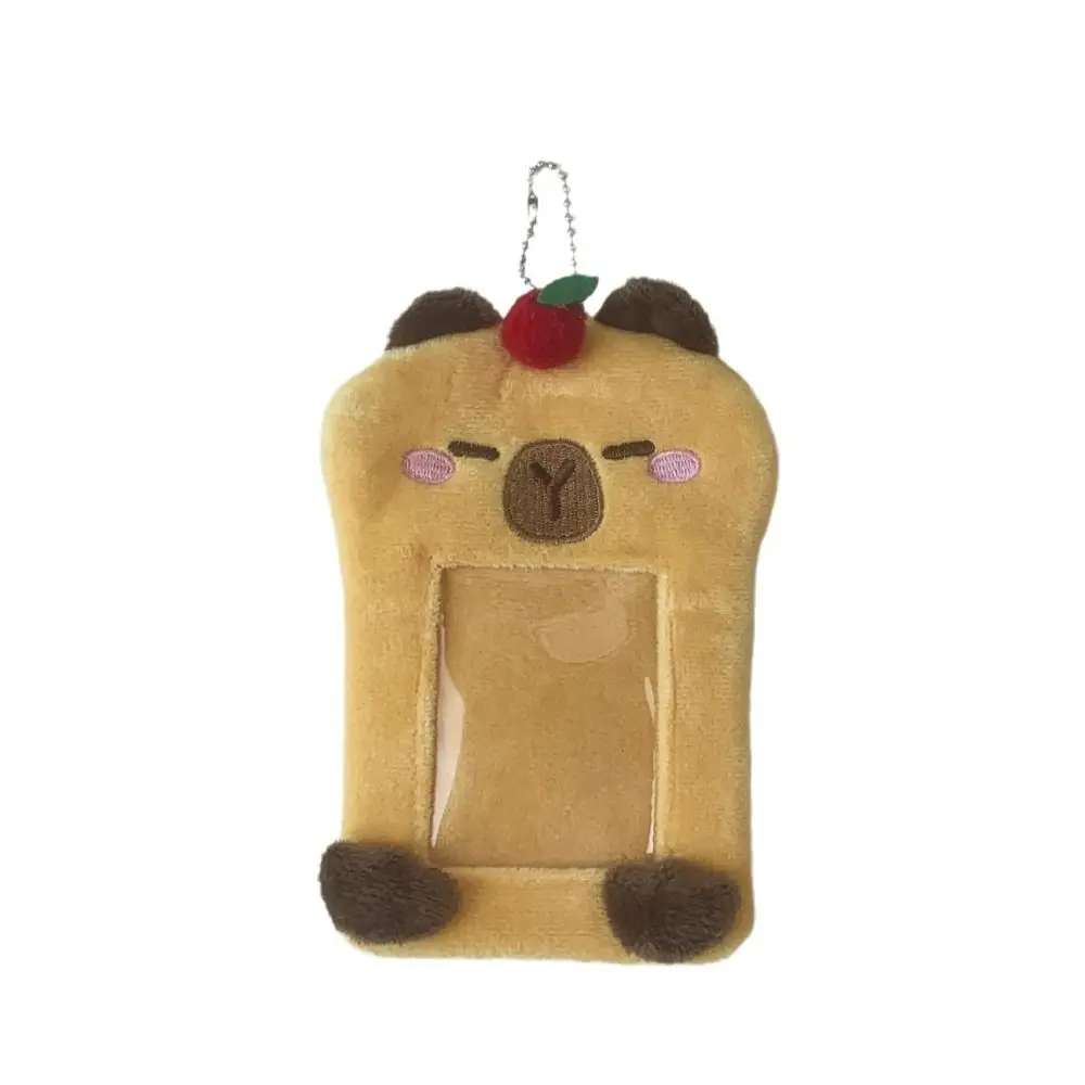 Funda para sesión fotográfica de felpa de capibara, divertida y bonita, funda protectora para tarjeta de identificación de dibujos animados Kawali, bolsa portátil creativa, llavero