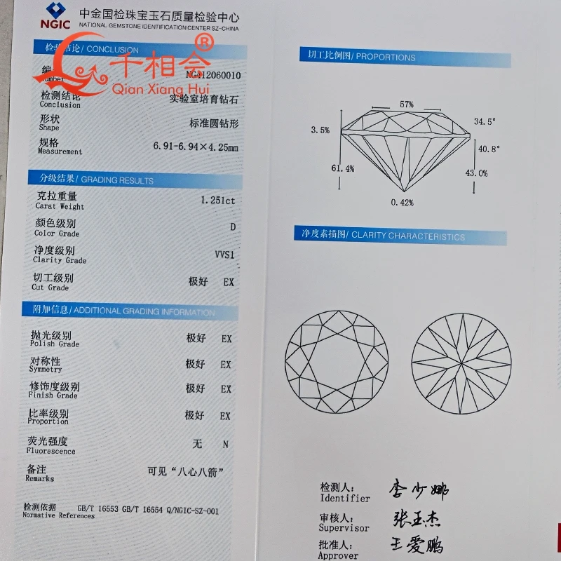 Imagem -05 - Redonda Lab Grown Diamond Lab Grown Pedra Solta Certificada Hpht Certified d Cor Branca Vvs1 Vs1 Vs1 Clarity 3ex Forma