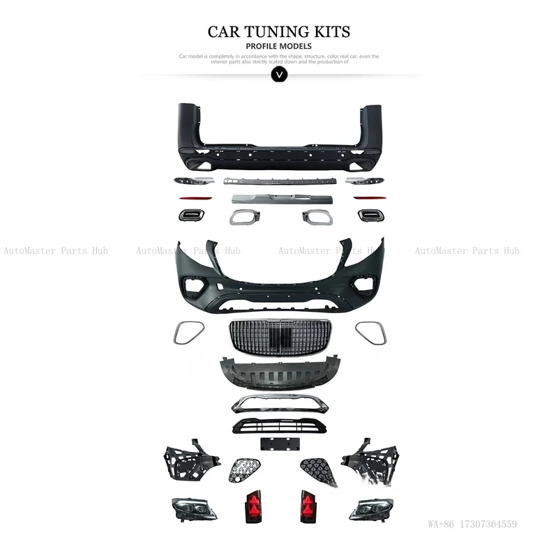 

V-Class 2016-2023 Car Modification 2024 Model Front/Rear Bumper Bolt-On Non-Destructive Body Kit for VITO