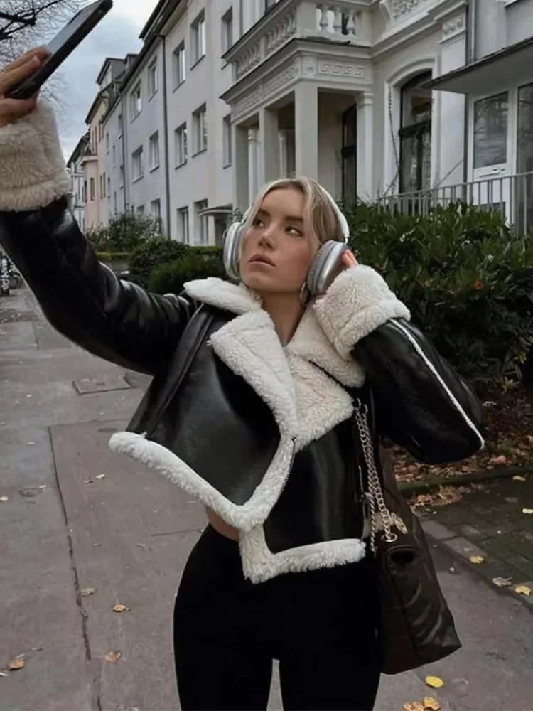 HH Cappotto caldo spesso da donna Vintage Solido Cerniera frontale Collo con risvolto Giacche a maniche lunghe Autunno Inverno Donna Capispalla casual