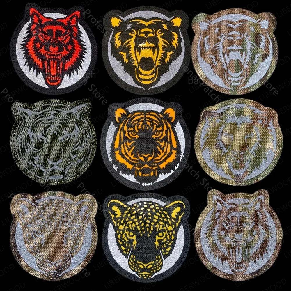 Nuovo Design CP Camo IR Tigerc riflettente Animal Avatar Leopard Lion Wolf Armband zaino luminoso Hook Loop patch per abbigliamento