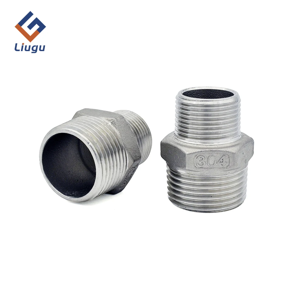 

304 Stainless Steel Hexagon Reducer Coupling Double Male Thread Straight Adapter 1/8"-2" BSP Pipe Fitting for Water Gas Oil
