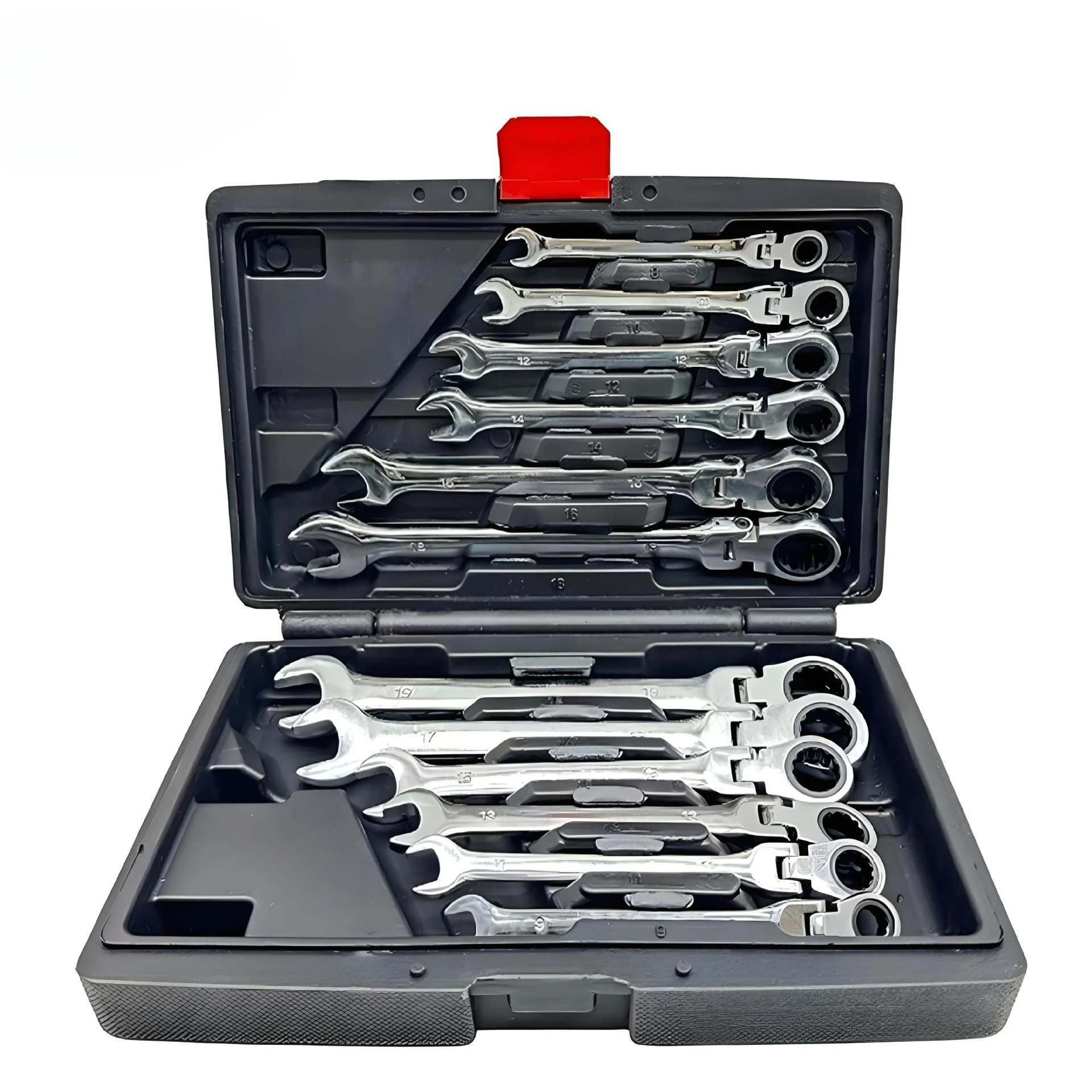 Auto repair 12-piece set Shaking head dual-purpose ratchet wrench combination tool set Manual hardware Home car