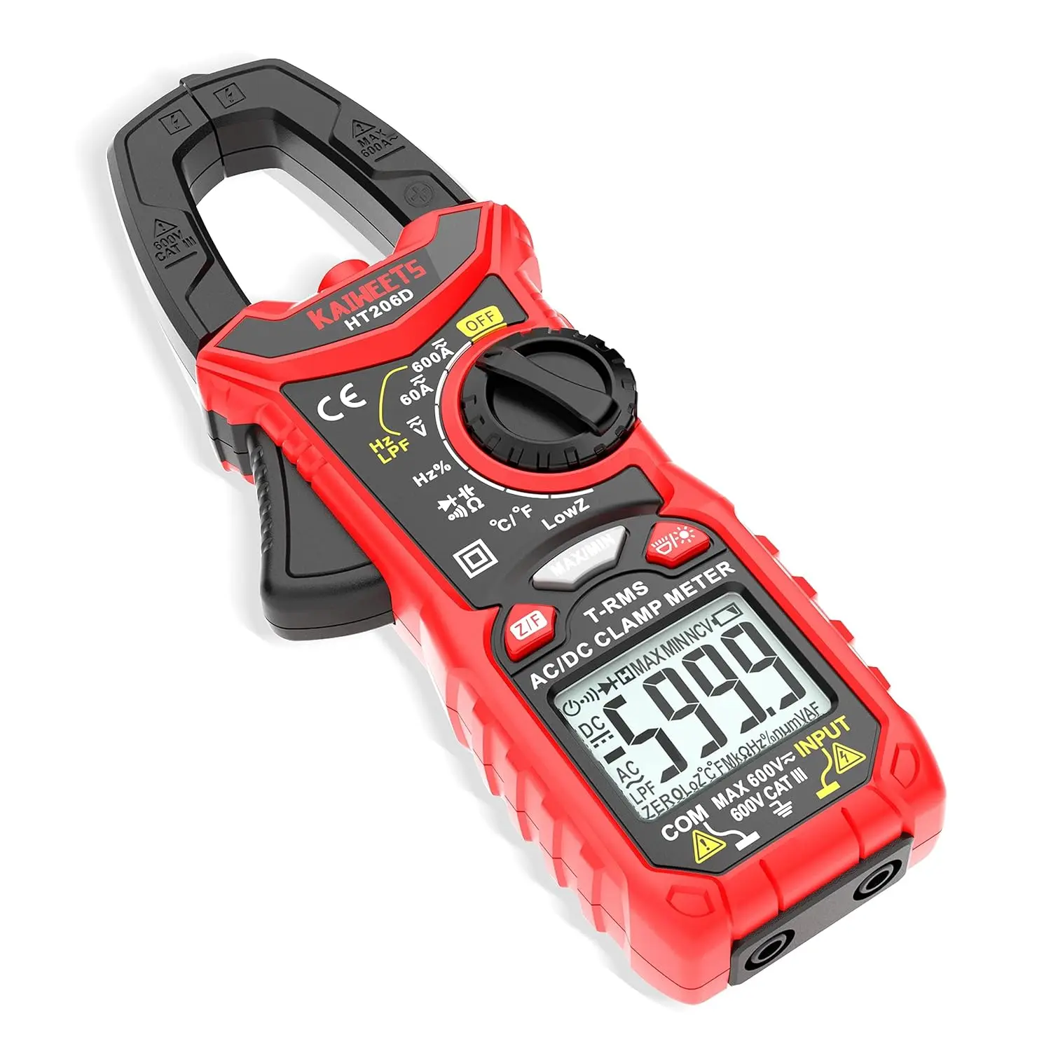 

Digital Clamp Meter T-RMS 6000 Counts, Multimeter Voltage Tester Auto-ranging, Measures Current Voltage Temperature Capacitance