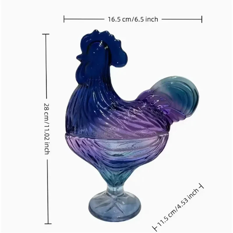 Modern Minimalist Glass Jar With Colorful Glaze And Rooster Pattern Lid For Storing Candy Spices Dried Fruits Kitchen