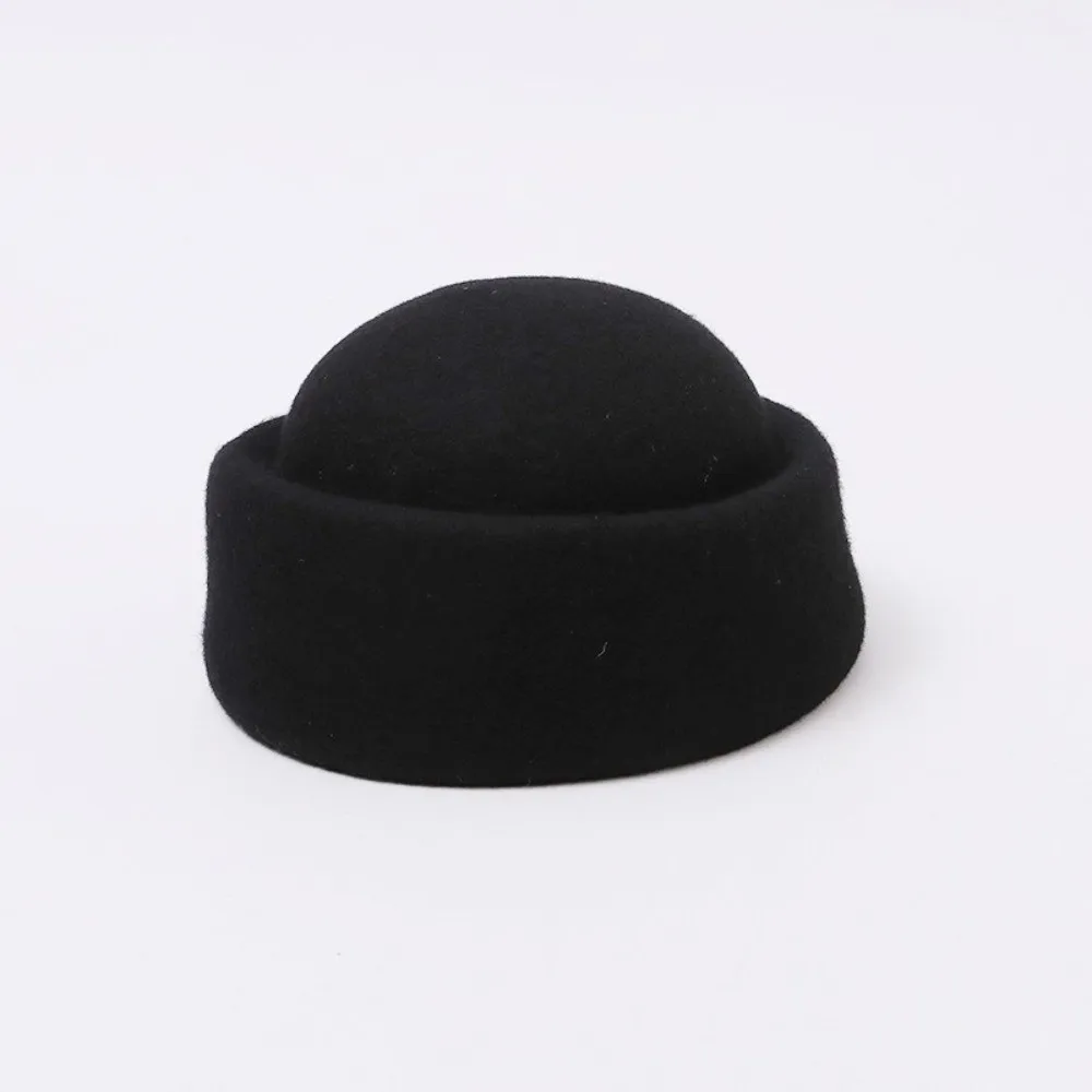Durable Warm Insulation Dome Pillbox Hat Wool Secure Fit Round Top Hat Soft Texture Air Hostess Hat Mal Events