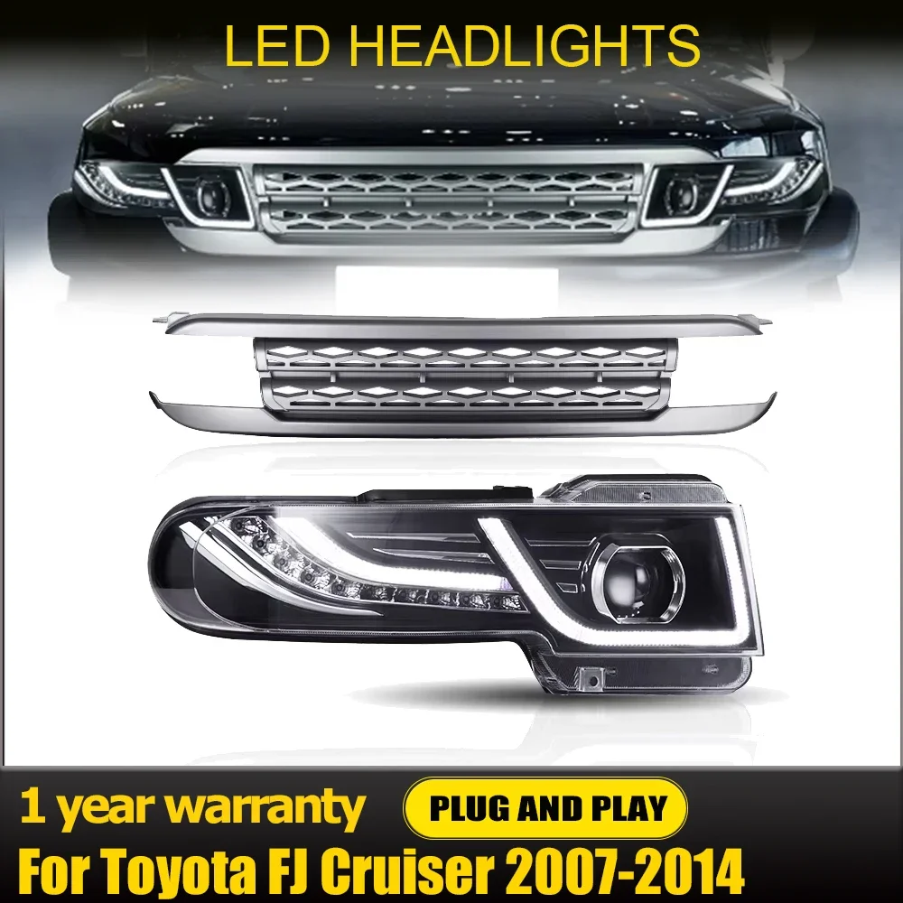 

For Toyota FJ Cruiser 2007-2014 LED Headlights&Grilles Head Lamp High and Low Light Modified Auto Front Lamp Tool Accessories