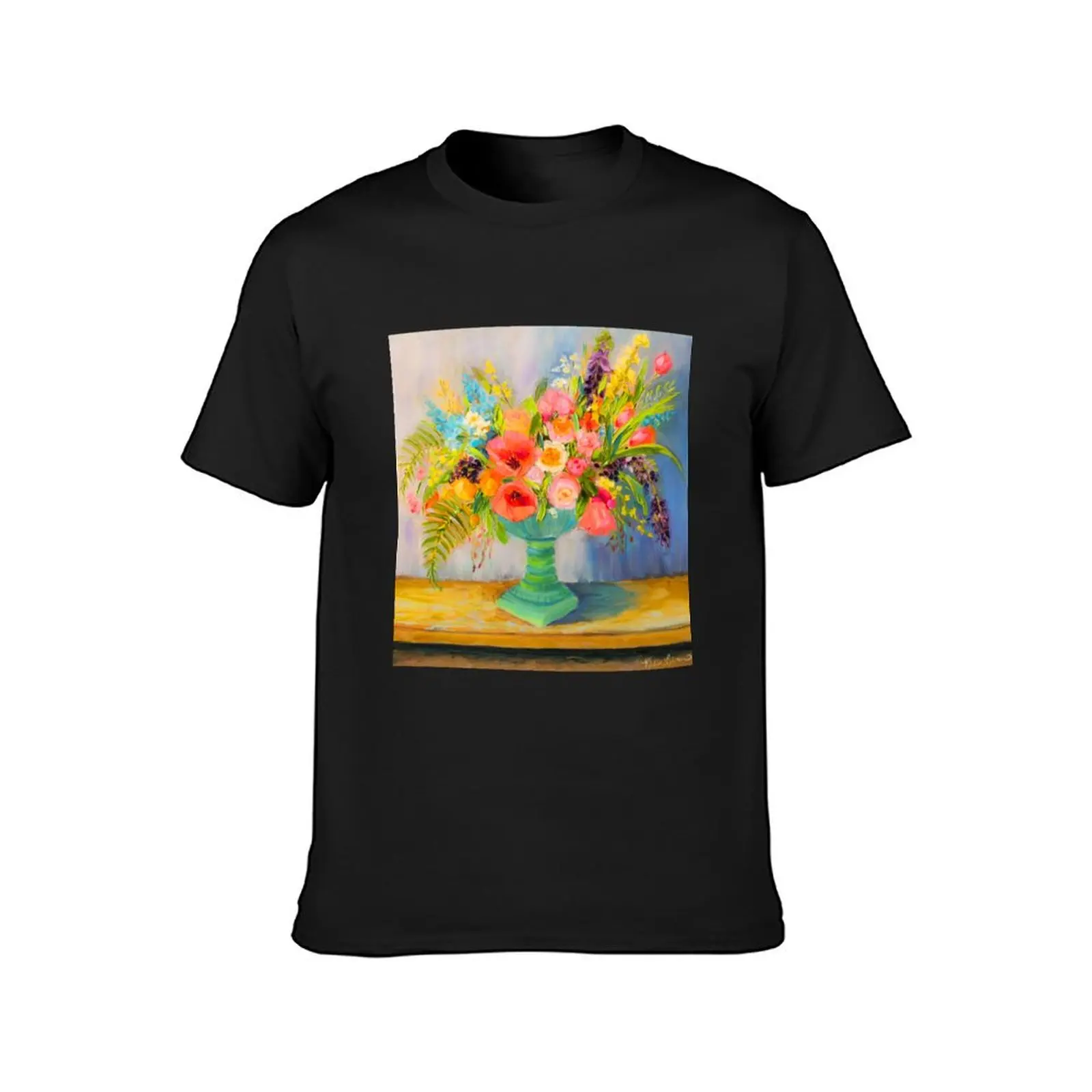 Garden floral in a green blue vase T-Shirt customs design your own quick-drying tshirts for men