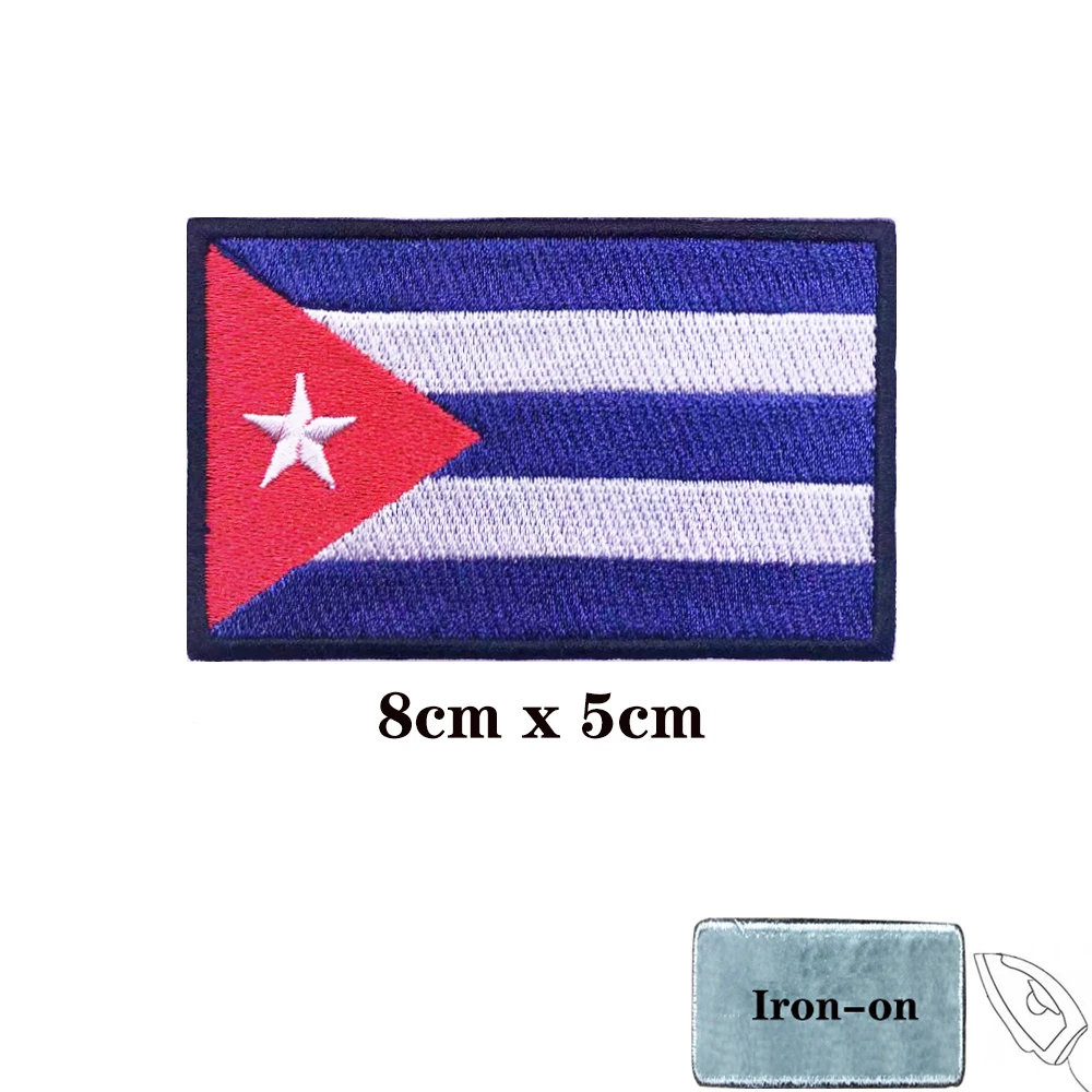 Cuba flag Cuban Patches Armband Embroidered Patch Hook Loop Iron On Embroidery  Badge Military Stripe