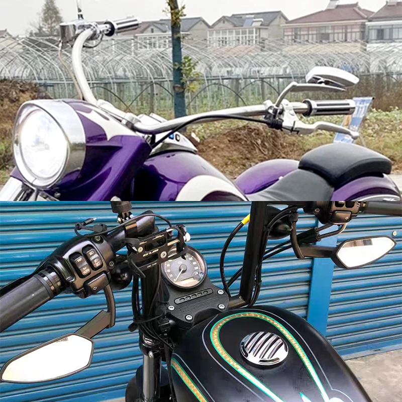 Universal Motorcycle Rear View Mirror Aluminum Alloy Sickle Shape Side Convex Mirrors for Harley Davidson Softtail KTM Duke 790