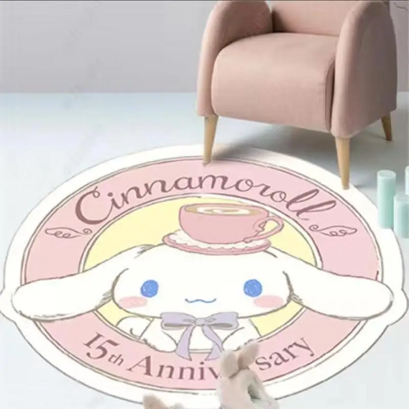 Sanrio Cartoon Circular Carpet, Imitation Cashmere, Thickened Living Room Sofa, Floor Mat, Bedroom Dressing Room, Dressing Table