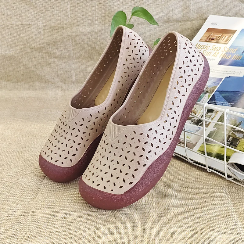 

Breathable Casual Shoes for Women Lightweight EVA Slip-On Sneakers Non-Slip Hollow Out Comfort Loafers Summer Walking Shoes