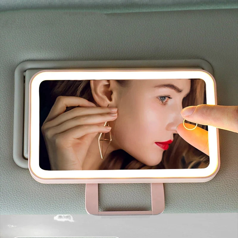 SEAMETAL Car Sun Visor Vanity Mirror ricaricabile Women Makeup specchio cosmetico Touch Screen illuminazione a LED specchi interni per auto