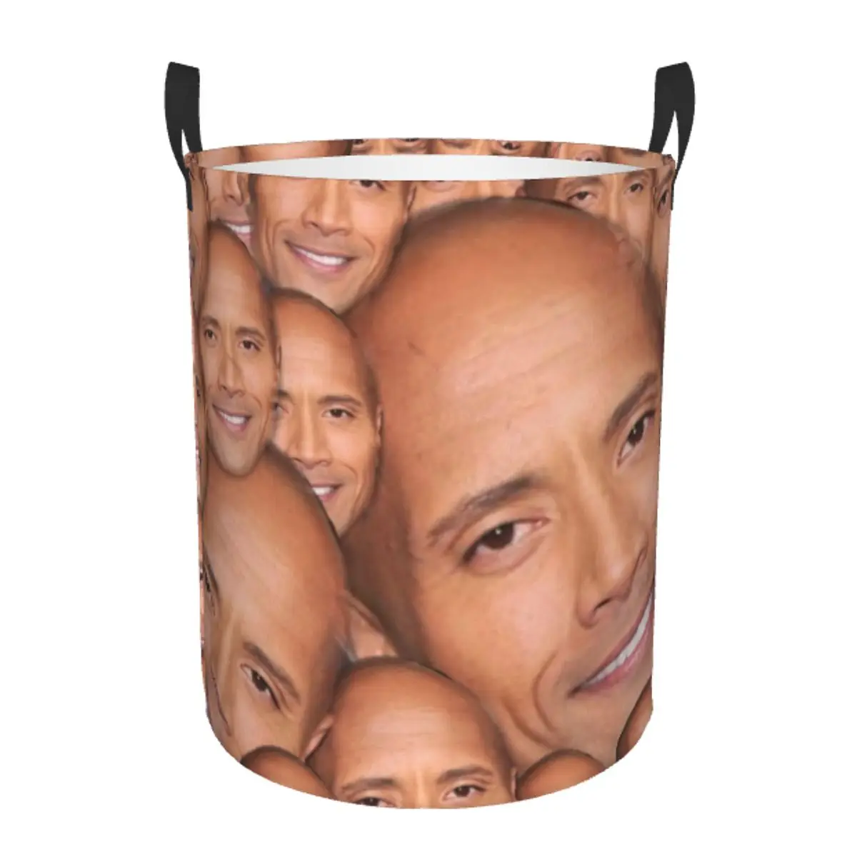 Custom The Rock Face Dwayne Laundry Basket Collapsible American Actor Johnson Clothes Hamper for Baby Kids Toys Storage Bag