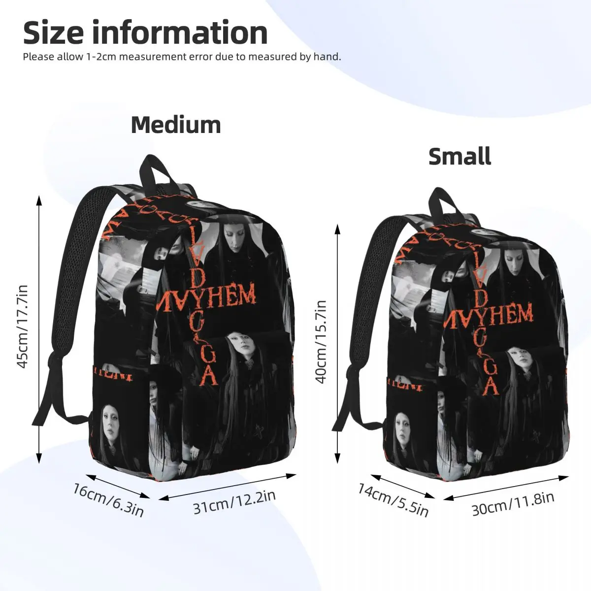 Lady Gaga Mayhem Album Backpack Daypack Large Capacity Children BookBag School Bag Shoulder Bags for Boys Girls