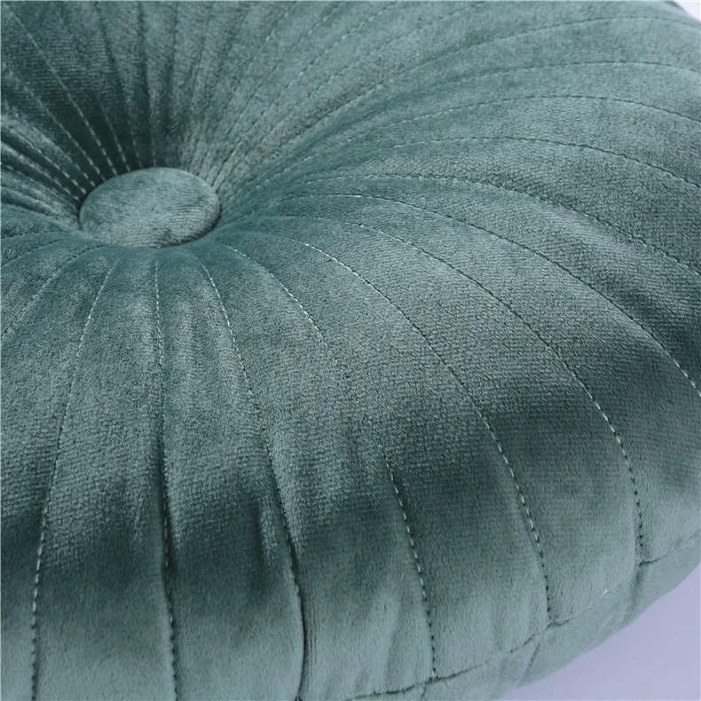 Round Solid Color Pumpkin Sofa Pillow Hand Sewn Dutch Velvet Chair Waist Pillow Cushion Light Luxury Decor Throw Pillow