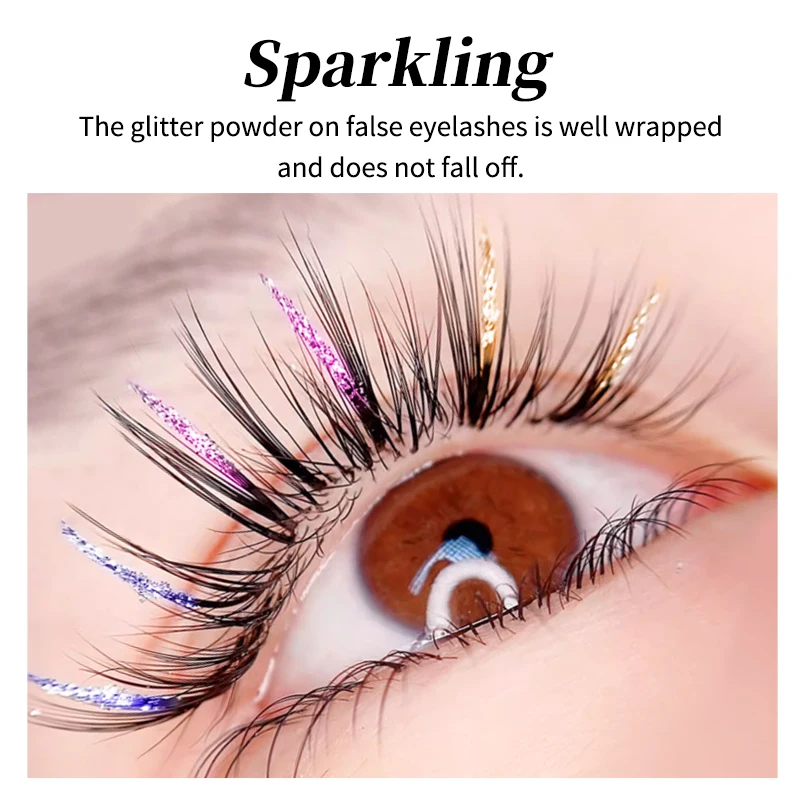 ขนตาปลอมแบบพัดสำเร็จรูป 12 สีผสม กลิตเตอร์หลากสี ขนตาฟูฟ่อง สำหรับแต่งหน้าคอสเพลย์และความงาม