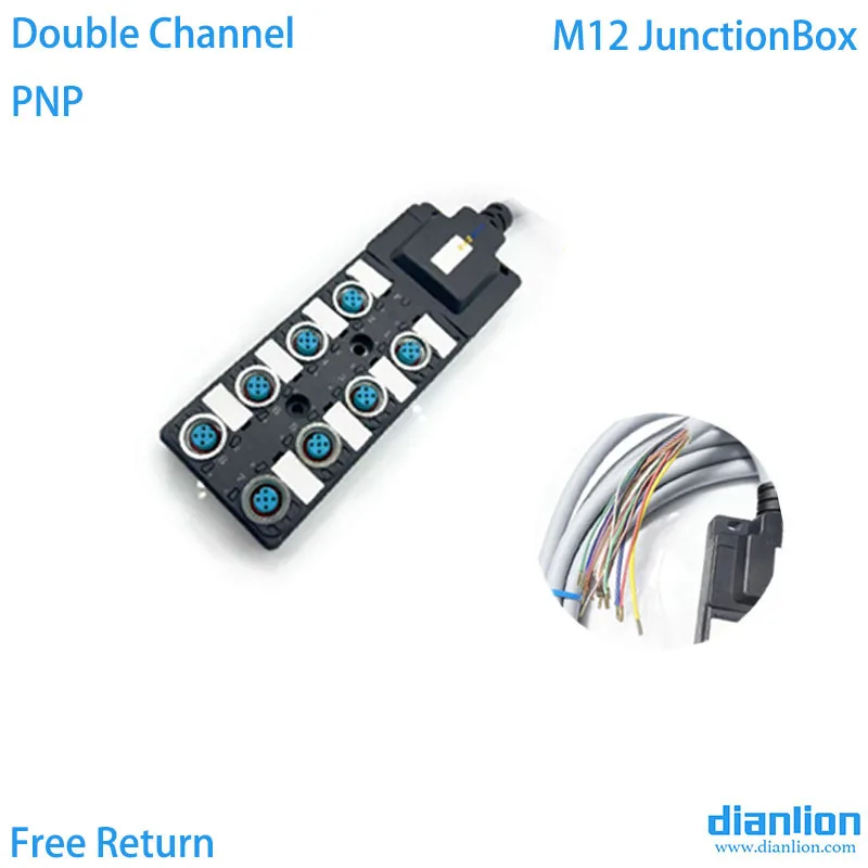 M12 Junction Box, 8 Sports with Cable, DoubleChannel , 5 meters ,Splitter Box , Distribution Box