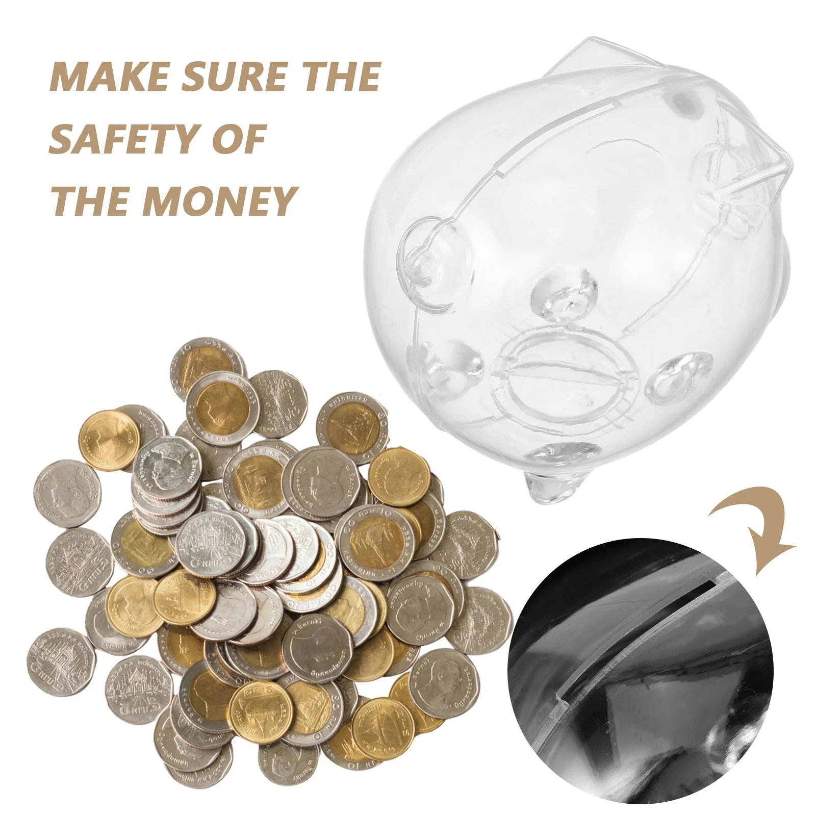 

2Pcs Creative Pig Shaped Piggy Bank Clear Money Saving Box Safe Plastic Material Kids Educational Saving Pot Decorative Desk