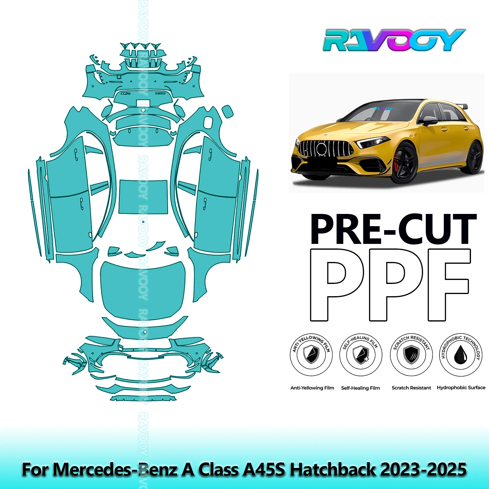 

Full Vehicle Clear Bra Precut PPF Paint Protection Film For Mercedes-Benz A Class A45S Hatchback 2023-2025