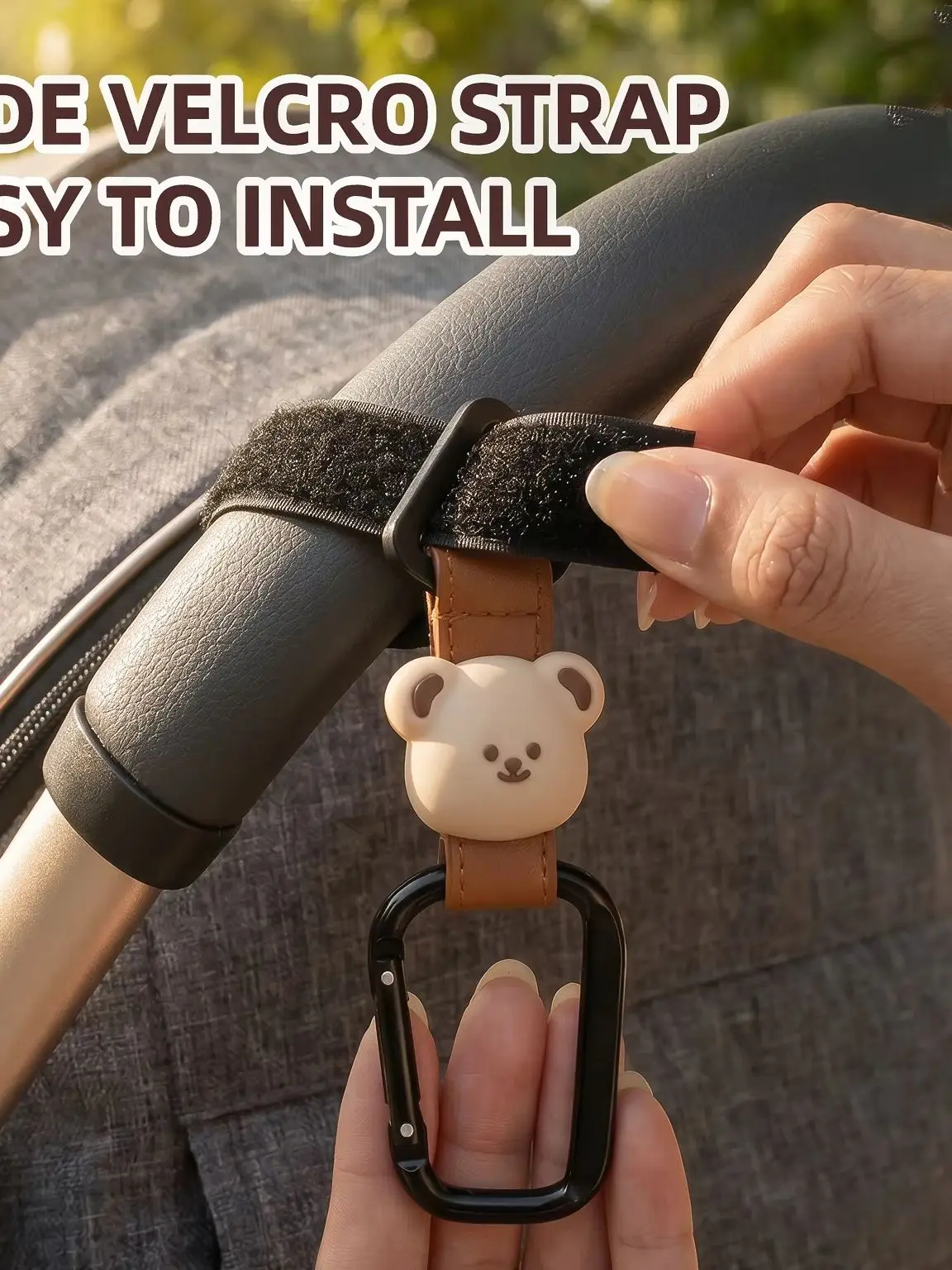 AliExpress NONE Baby Stroller Hooks Solid PU Stroller Accessories Hanging Hook Chrildren Bicycle Stroller Organizer Accessories Cute Bear Hooks