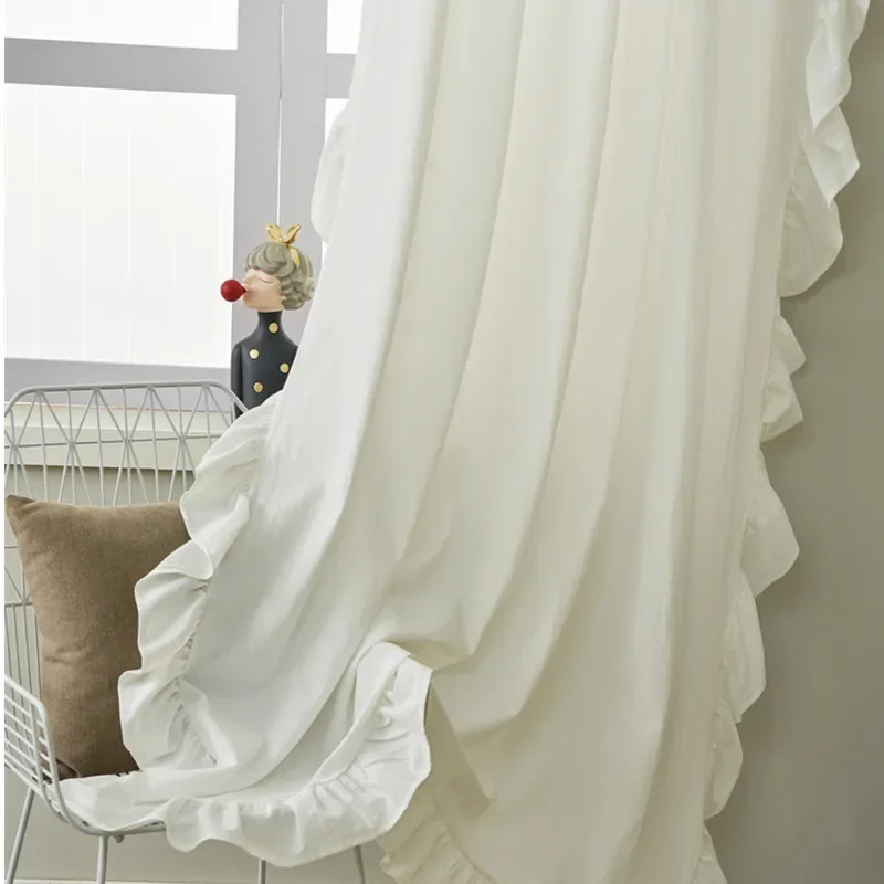 White Ruffle Curtains For Dining Rooms, Cotton Linen Shabby Chic Trim, Privacy Sheer Drapes, Bedroom Canopy, Home Decorations