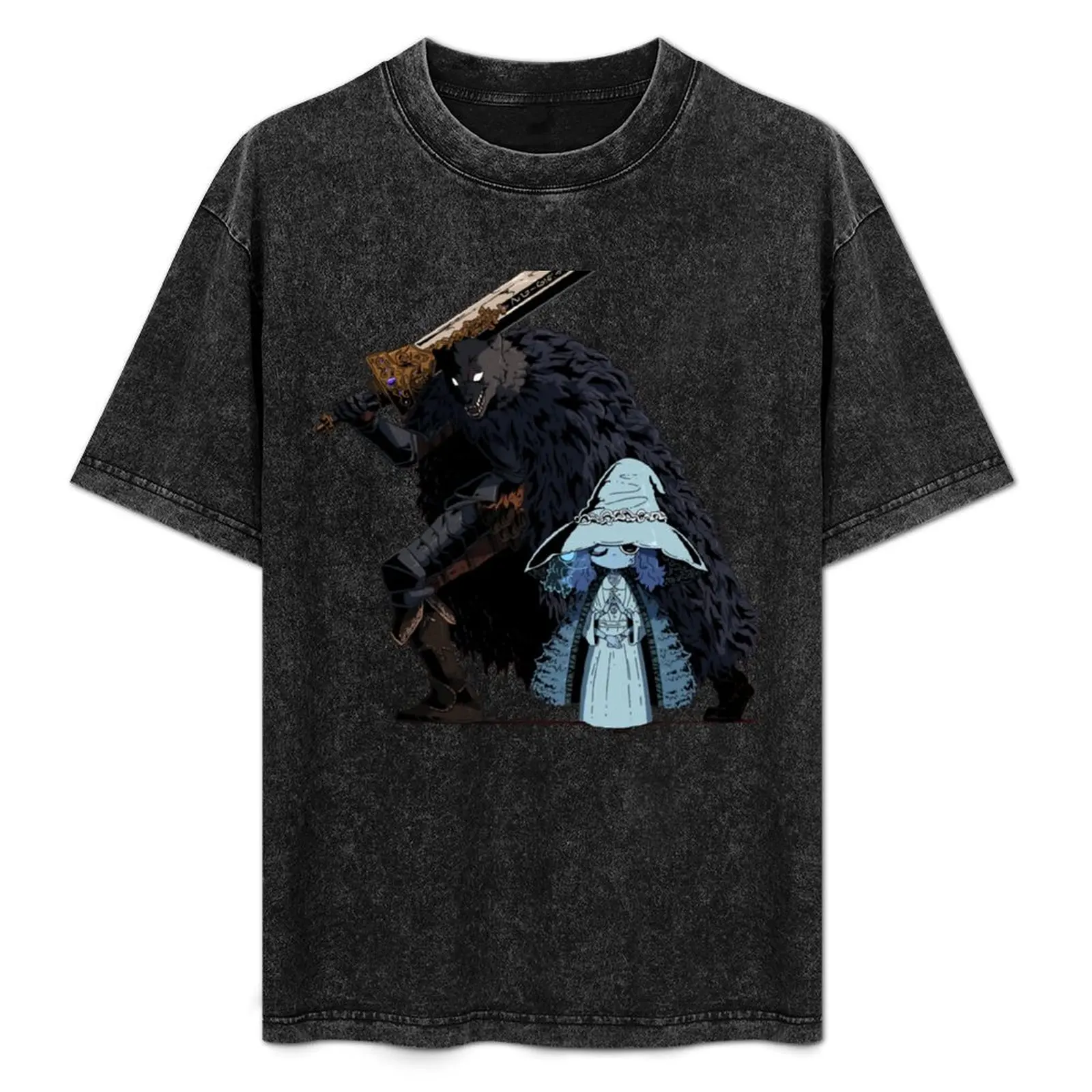

Blaidd The Half Wolf And Cute Ranni The Witch T-Shirt Comfortable Basic Crew Neck Tee