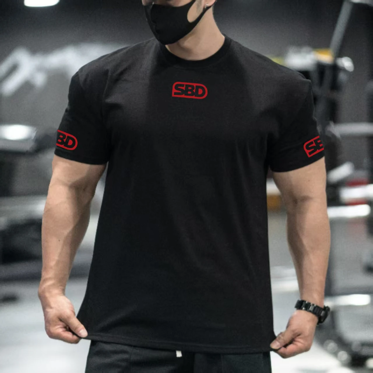 SBD Kurzarm-T-Shirt für British Strongman-Wettkämpfe, Beliebtes Trainings-Sport-T-Shirt mit Rundhalsausschnitt für Fitness – Detail 3