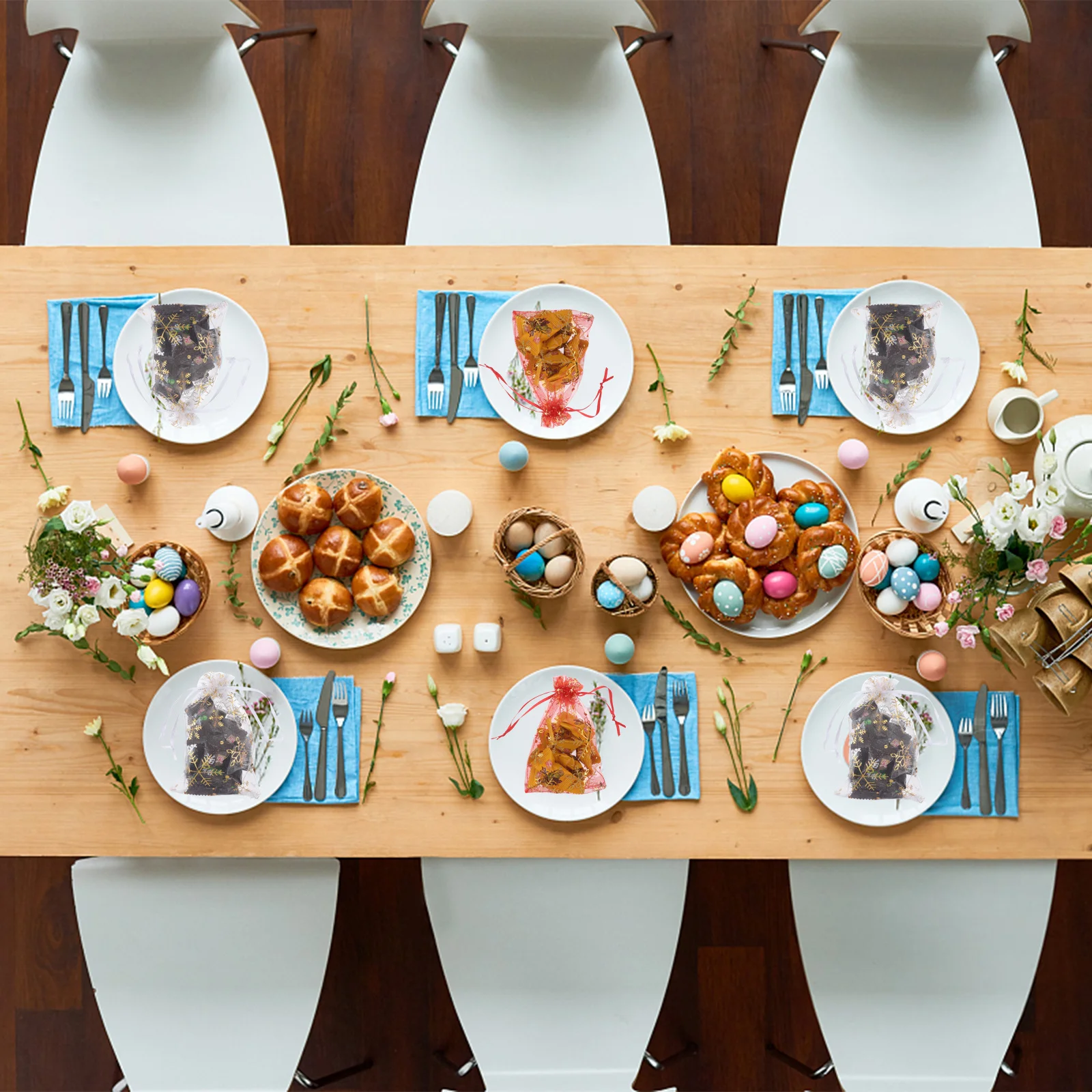 

50Pcs Transparent Drawstring Gauze Bags Red White Small Gift Pouches for Wedding Birthday Party Favor Jewelry Christmas