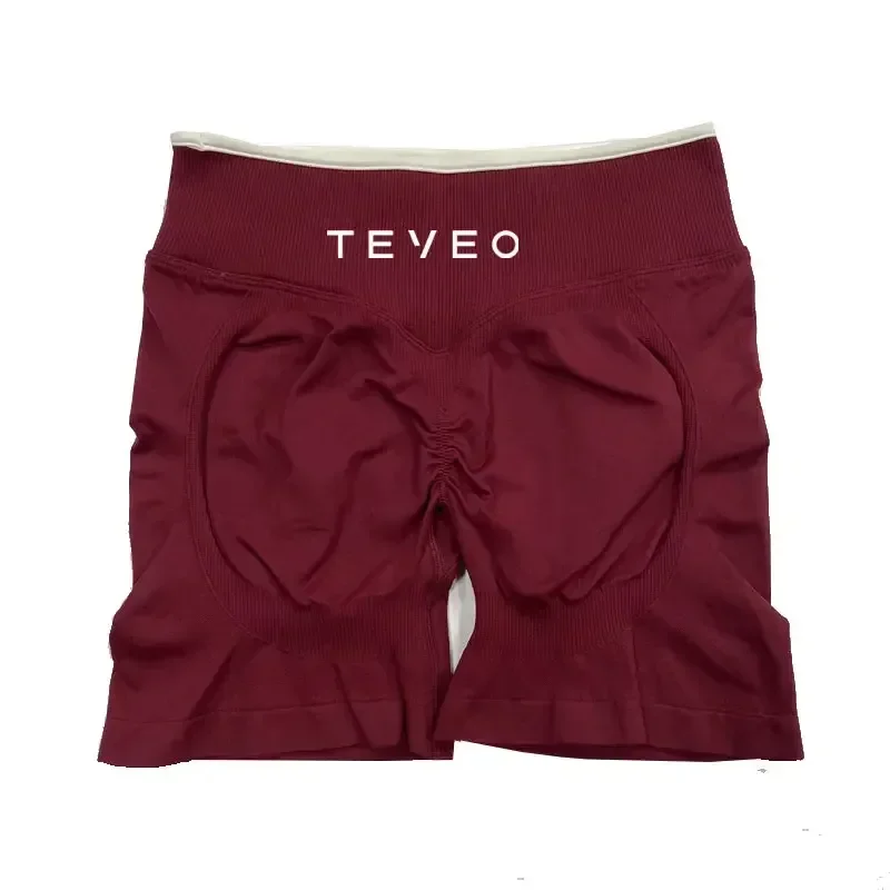 TEVEO المرأة الرياضية اليوغا السراويل اللياقة البدنية ركوب الدراجات السراويل الرياضية المرنة إشعال نحت Scrunch قصيرة اليوغا الصدرية مجموعة